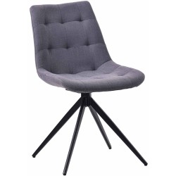 Silla de comedor Merna, tapizada en tela gris oscuro.