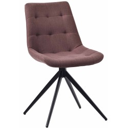 Silla de comedor Merna, tapizada en tela marrón.