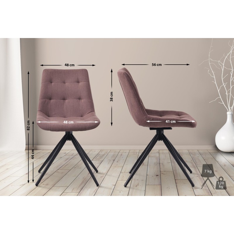 Silla de comedor Merna, tapizada en tela marrón.