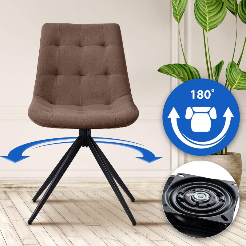 Silla de comedor Merna, tapizada en tela color topo