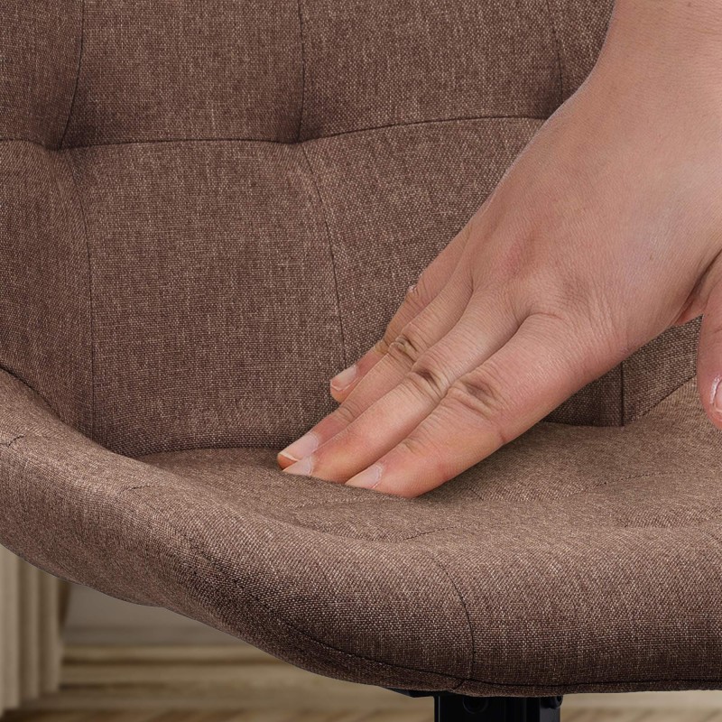 Silla de comedor Merna, tapizada en tela color topo