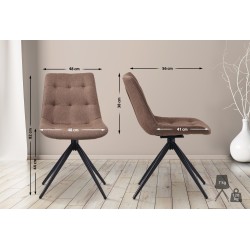 Silla de comedor Merna, tapizada en tela color topo