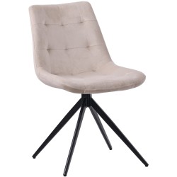 Silla de comedor Merna de terciopelo, color crema