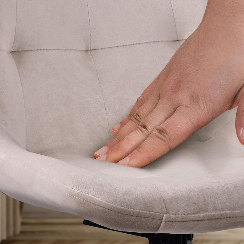 Silla de comedor Merna de terciopelo, color crema