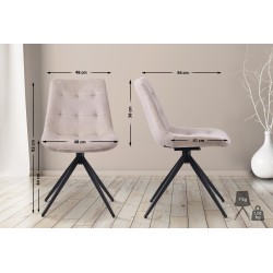 Silla de comedor Merna de terciopelo, color crema