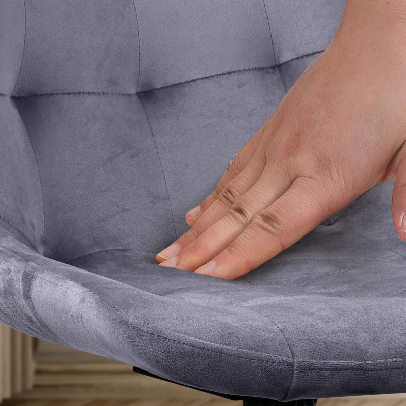 Silla de comedor Merna en terciopelo gris oscuro