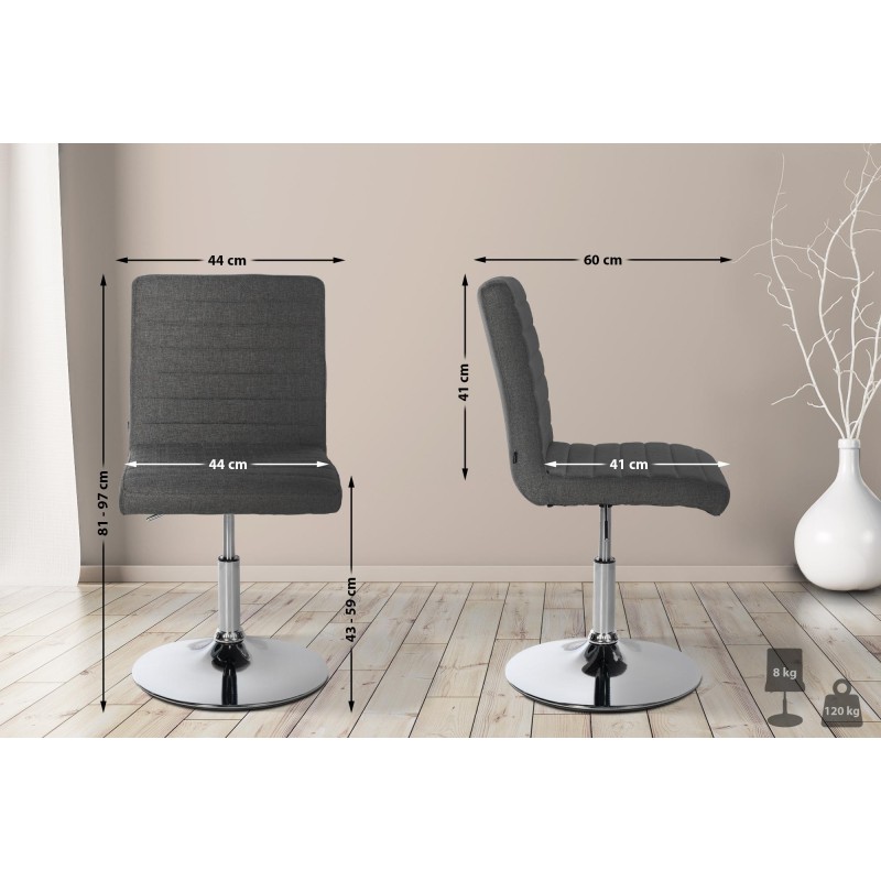 Juego de 2 sillas de comedor Elvas, tapizadas en tela gris oscuro.