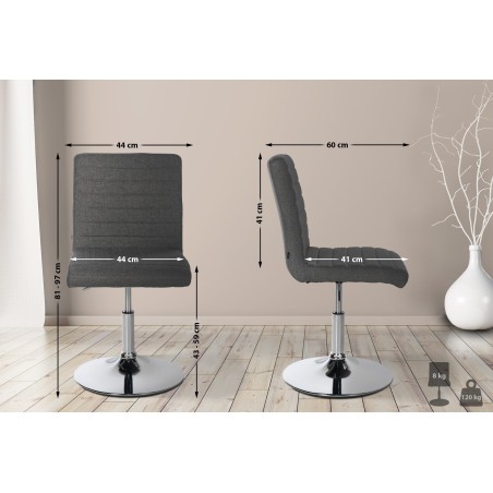 Juego de 2 sillas de comedor Elvas, tapizadas en tela gris oscuro.