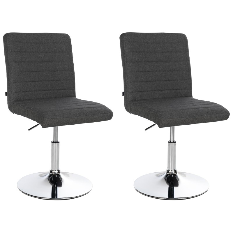 Juego de 2 sillas de comedor Elvas, tapizadas en tela gris oscuro.