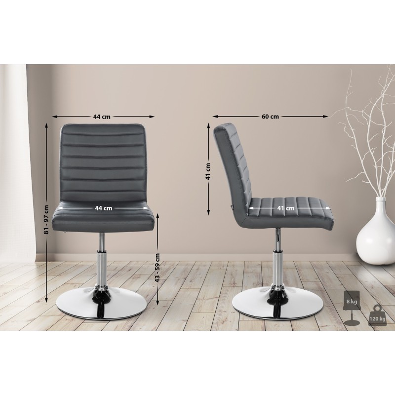 Juego de 2 sillas de comedor Elvas, polipiel, gris