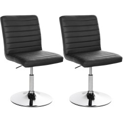 Juego de 2 sillas de comedor Elvas, piel sintética, negras