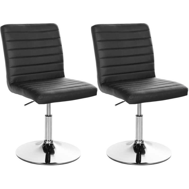 Juego de 2 sillas de comedor Elvas, piel sintética, negras