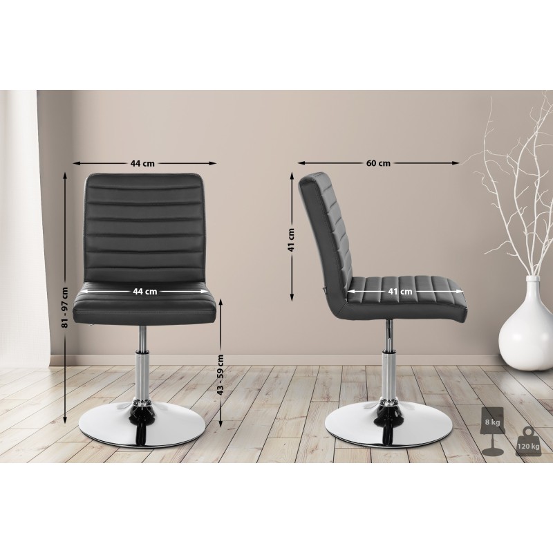 Juego de 2 sillas de comedor Elvas, piel sintética, negras