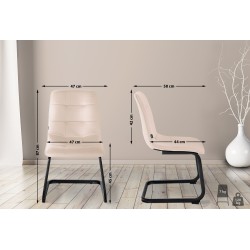 Juego de 2 sillas de comedor Vermont en terciopelo color crema