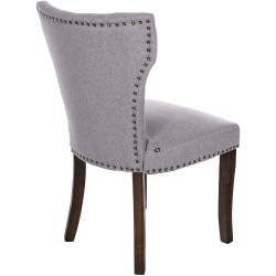 Juego de 2 sillas de comedor Zadar, tapizadas en tela gris oscuro antigua.