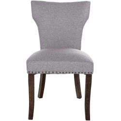 Juego de 2 sillas de comedor Zadar, tapizadas en tela gris oscuro antigua.