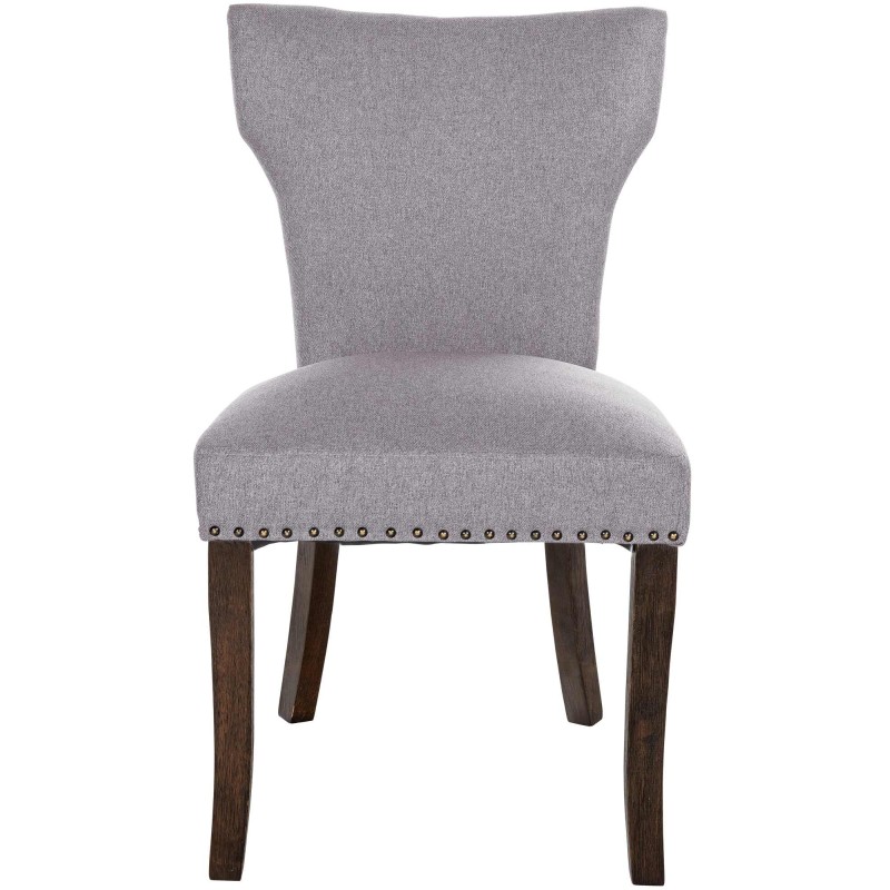 Juego de 2 sillas de comedor Zadar, tapizadas en tela gris oscuro antigua.