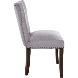 Juego de 2 sillas de comedor Zadar, tapizadas en tela gris oscuro antigua.