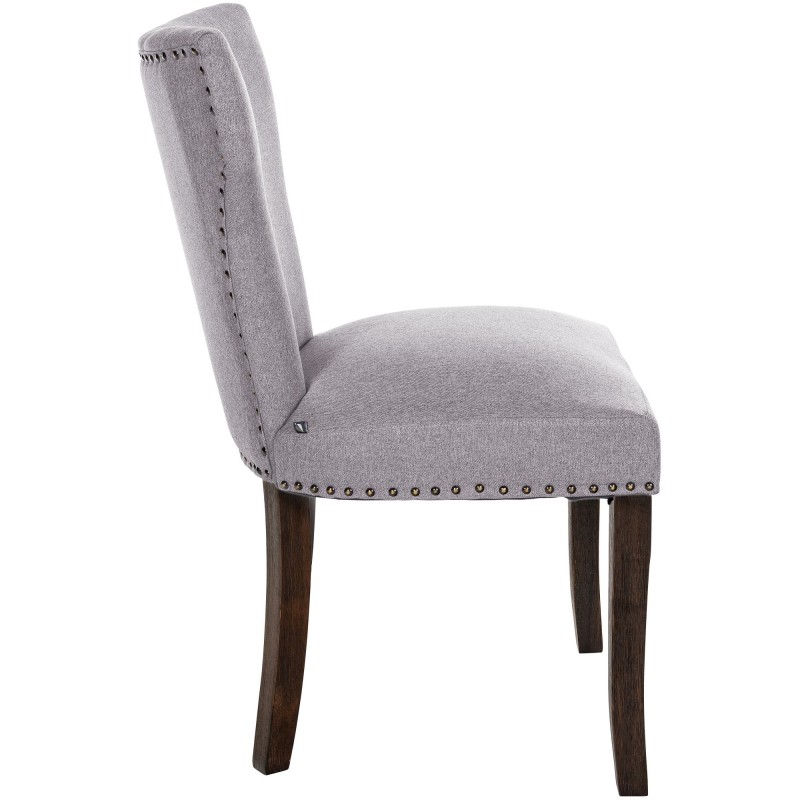 Juego de 2 sillas de comedor Zadar, tapizadas en tela gris oscuro antigua.