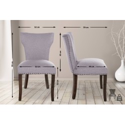 Juego de 2 sillas de comedor Zadar, tapizadas en tela gris oscuro antigua.