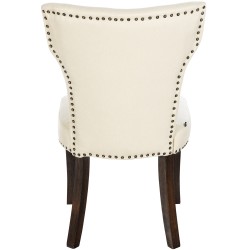 Juego de 2 sillas de comedor Zadar, tapizadas en tela color crema oscuro antiguo.