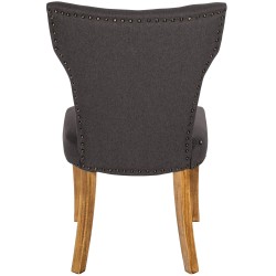 Juego de 2 sillas de comedor Zadar, tapizadas en tela gris oscuro claro de estilo antiguo.