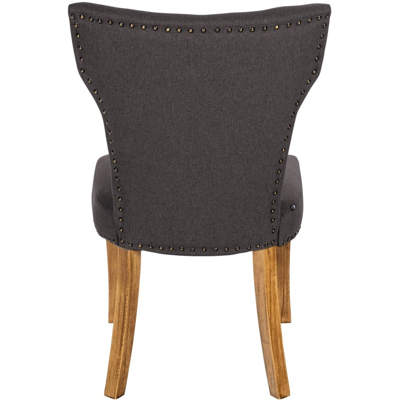 Juego de 2 sillas de comedor Zadar, tapizadas en tela gris oscuro claro de estilo antiguo.