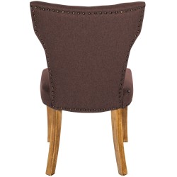 Juego de 2 sillas de comedor Zadar, tapizadas en tela marrón claro antigua.