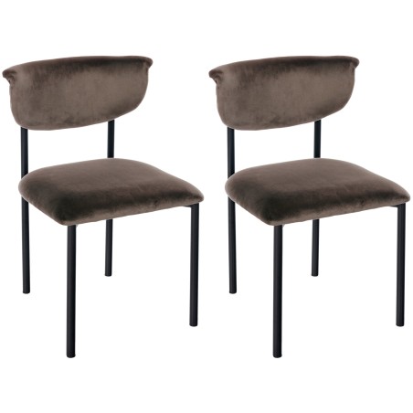 Juego de 2 sillas de visita Gambell, de terciopelo marrón