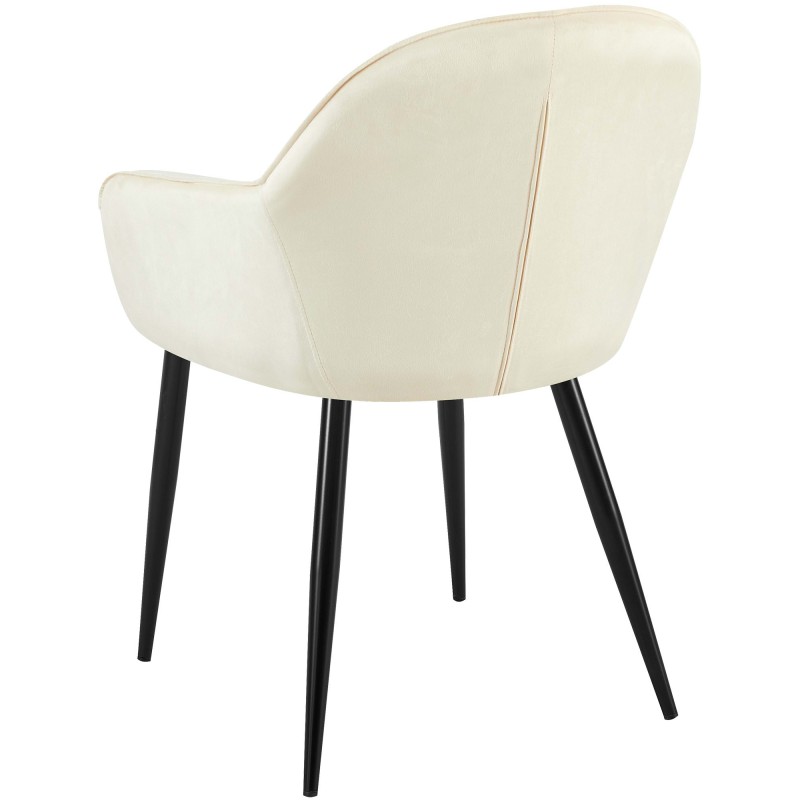 Juego de 2 sillas de comedor Boise en terciopelo color crema