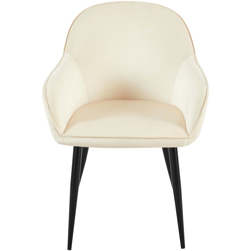 Juego de 2 sillas de comedor Boise en terciopelo color crema