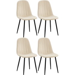 Juego de 4 sillas de comedor Baxter en terciopelo color crema