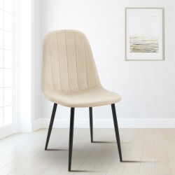 Juego de 4 sillas de comedor Baxter en terciopelo color crema
