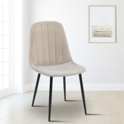 Juego de 4 sillas de comedor Baxter en terciopelo gris