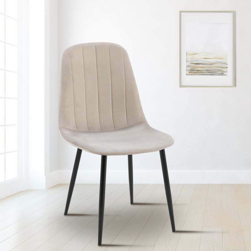 Juego de 4 sillas de comedor Baxter en terciopelo gris