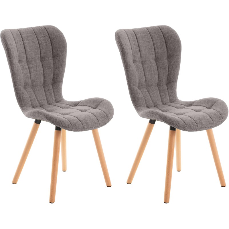 Juego de 2 sillas Elda, tapizadas en tela gris claro