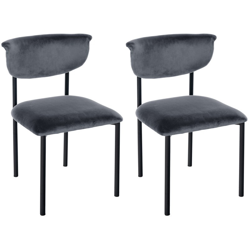 Juego de 2 sillas de visita Gambell en terciopelo gris oscuro