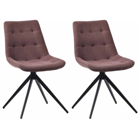 Juego de 2 sillas de comedor Merna, tapizadas en tela marrón.