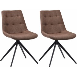 Juego de 2 sillas de comedor Merna, tapizadas en tela color topo.