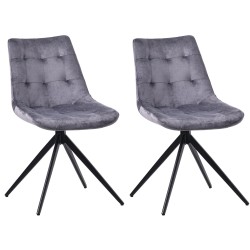 Juego de 2 sillas de comedor Merna en terciopelo gris oscuro
