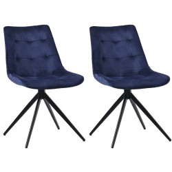 Juego de 2 sillas de comedor Merna en terciopelo azul oscuro
