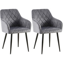 Juego de 2 sillas de comedor Monett, terciopelo, B, gris oscuro