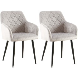 Juego de 2 sillas de comedor Monett, terciopelo, B, gris