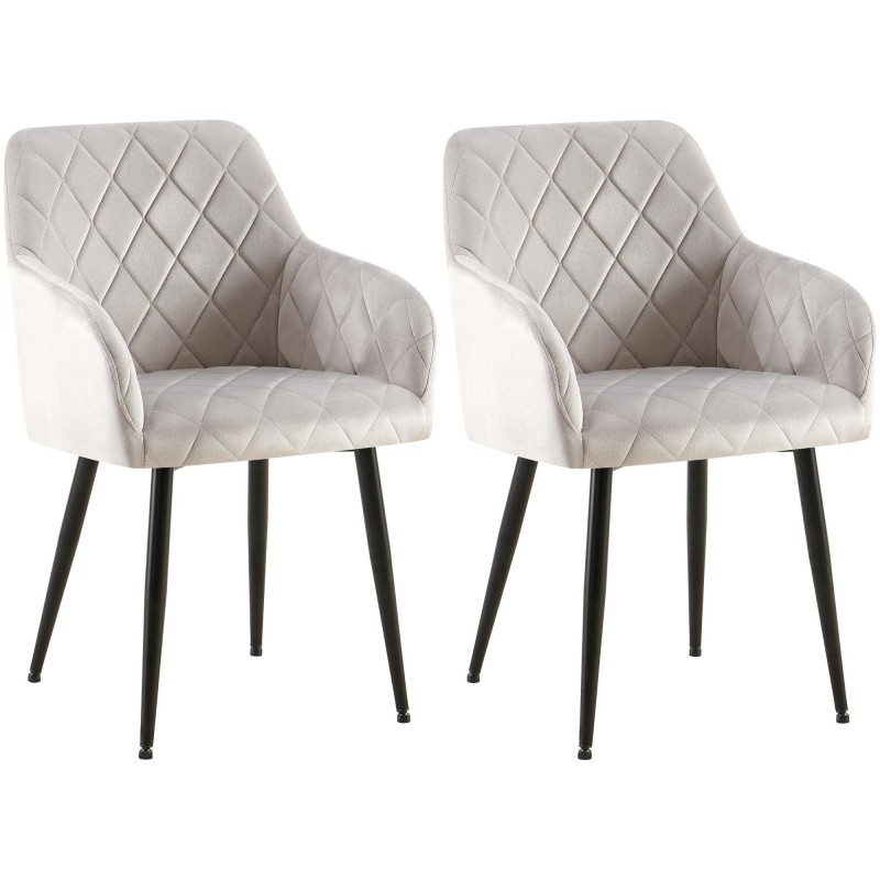 Juego de 2 sillas de comedor Monett, terciopelo, B, gris