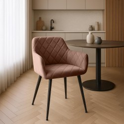 Juego de 2 sillas de comedor Monett, de terciopelo marrón