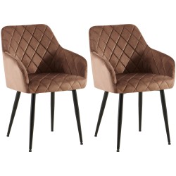 Juego de 2 sillas de comedor Monett, de terciopelo marrón