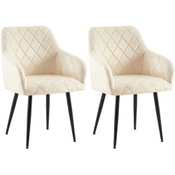 Juego de 2 sillas de comedor Monett en terciopelo color crema B