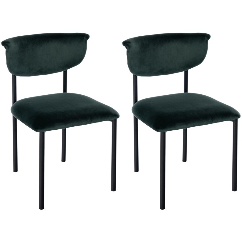 Juego de 2 sillas de visita Gambell, de terciopelo, verde oscuro