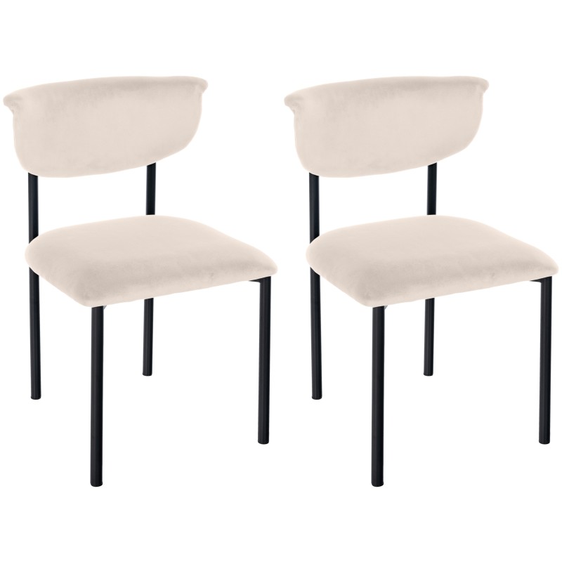 Juego de 2 sillas de visita Gambell en terciopelo color crema