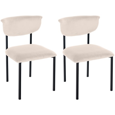 Juego de 2 sillas de visita Gambell en terciopelo color crema
